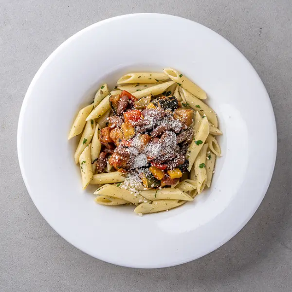 Pomodoro Vegetables & Red Beans with Penne Aglio e Olio